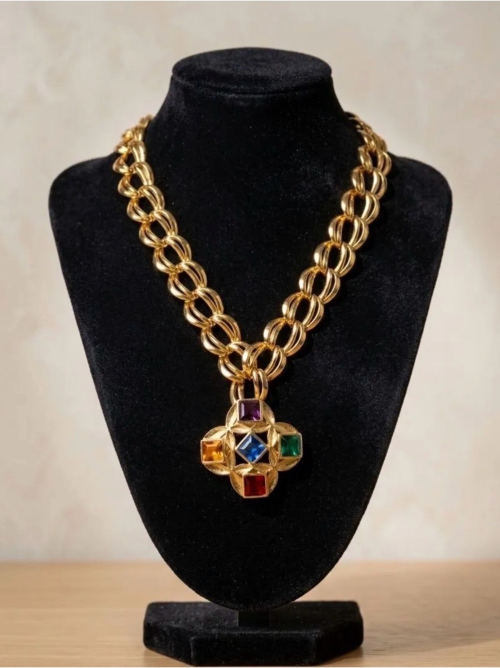 Vintage Mogul Maltese Cross and Signed Napier Vintage Chain